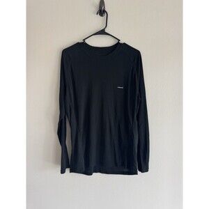 Patagonia Men's Long Sleeve Crew Neck Lightweight Logo T-Shirt L Black